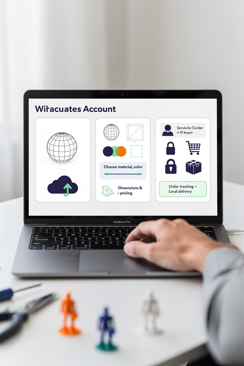أتجار - منصة بيع مجسمات ثلاثية الأبعاد توضح خطوات الرفع والبيع والشراء في البحرين